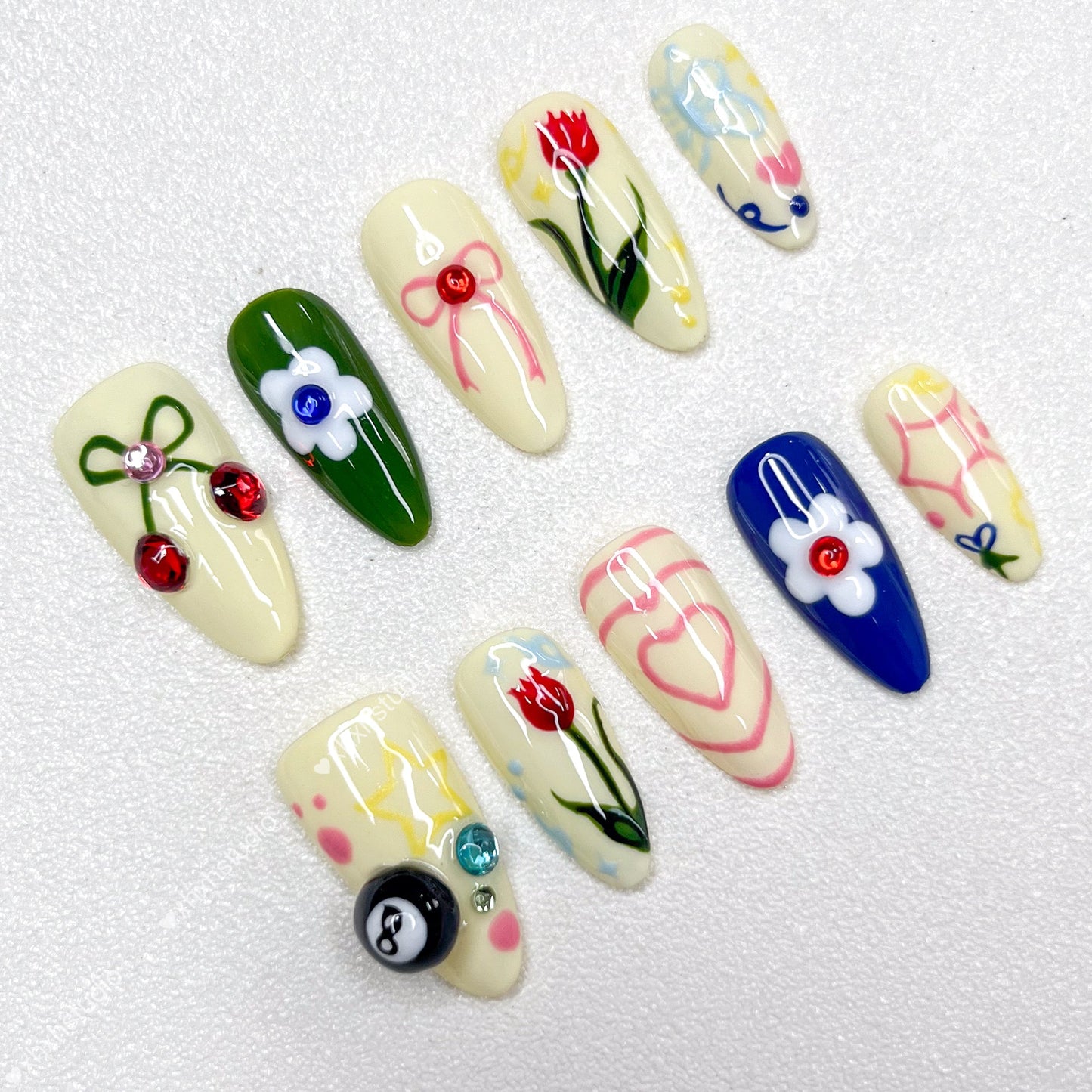 Cute Flower - adorned Nail Art