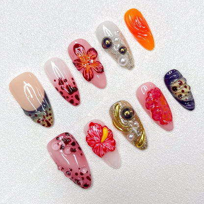 Colorful Flower - rhyme Nail Art