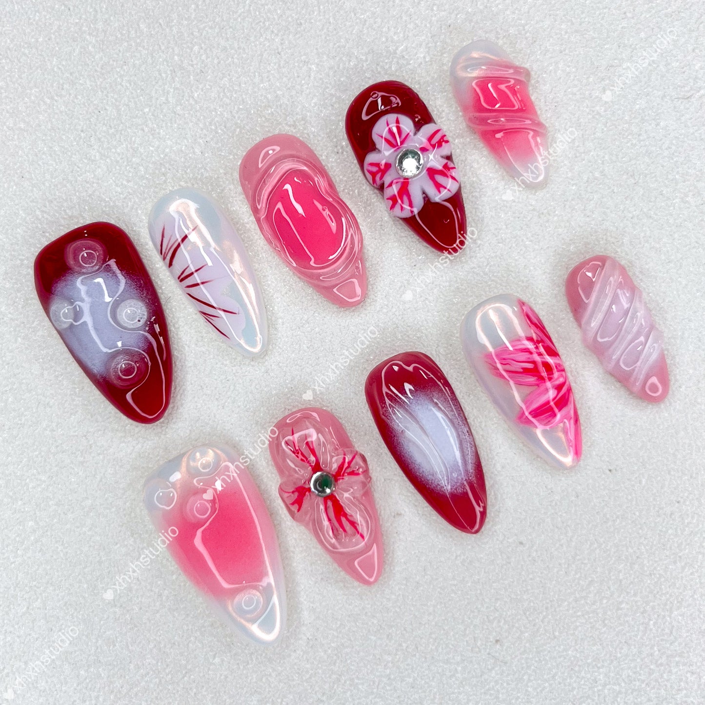 Crimson Dream Soft Color Nail Art