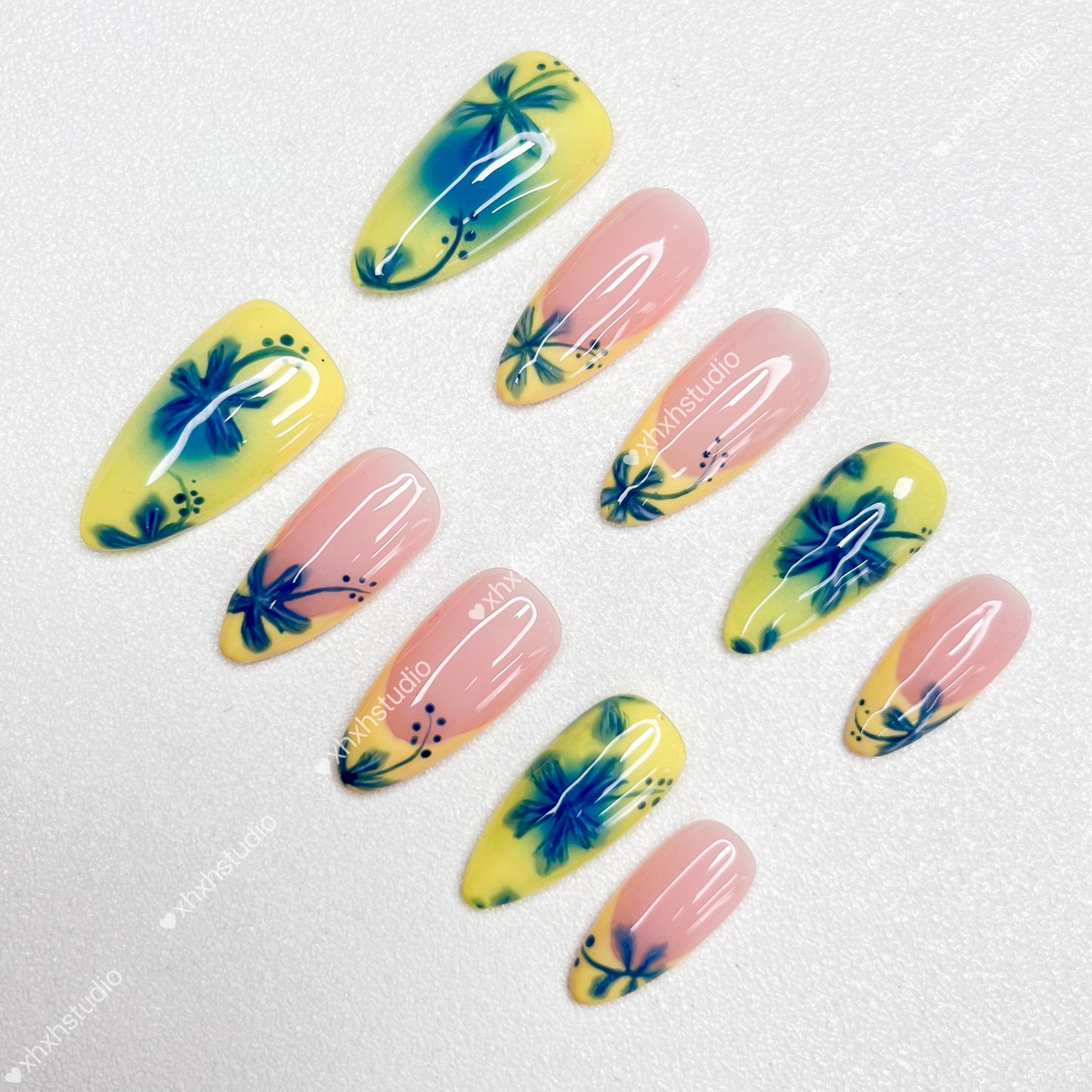 Flower - like Pink - yellow Nail Art
