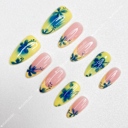 Flower - like Pink - yellow Nail Art