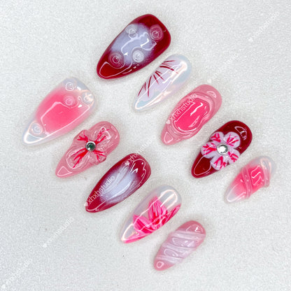 Crimson Dream Soft Color Nail Art