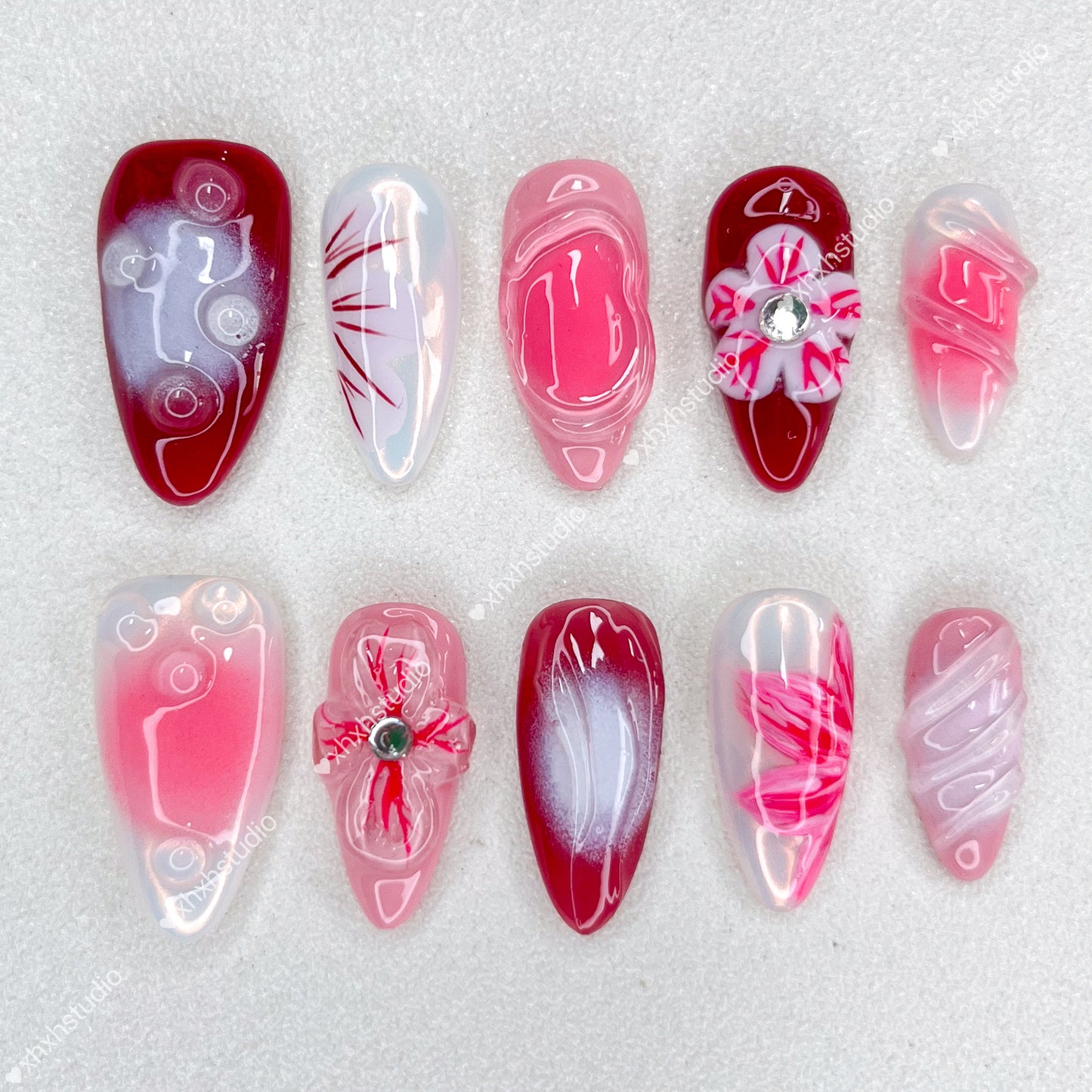 Crimson Dream Soft Color Nail Art