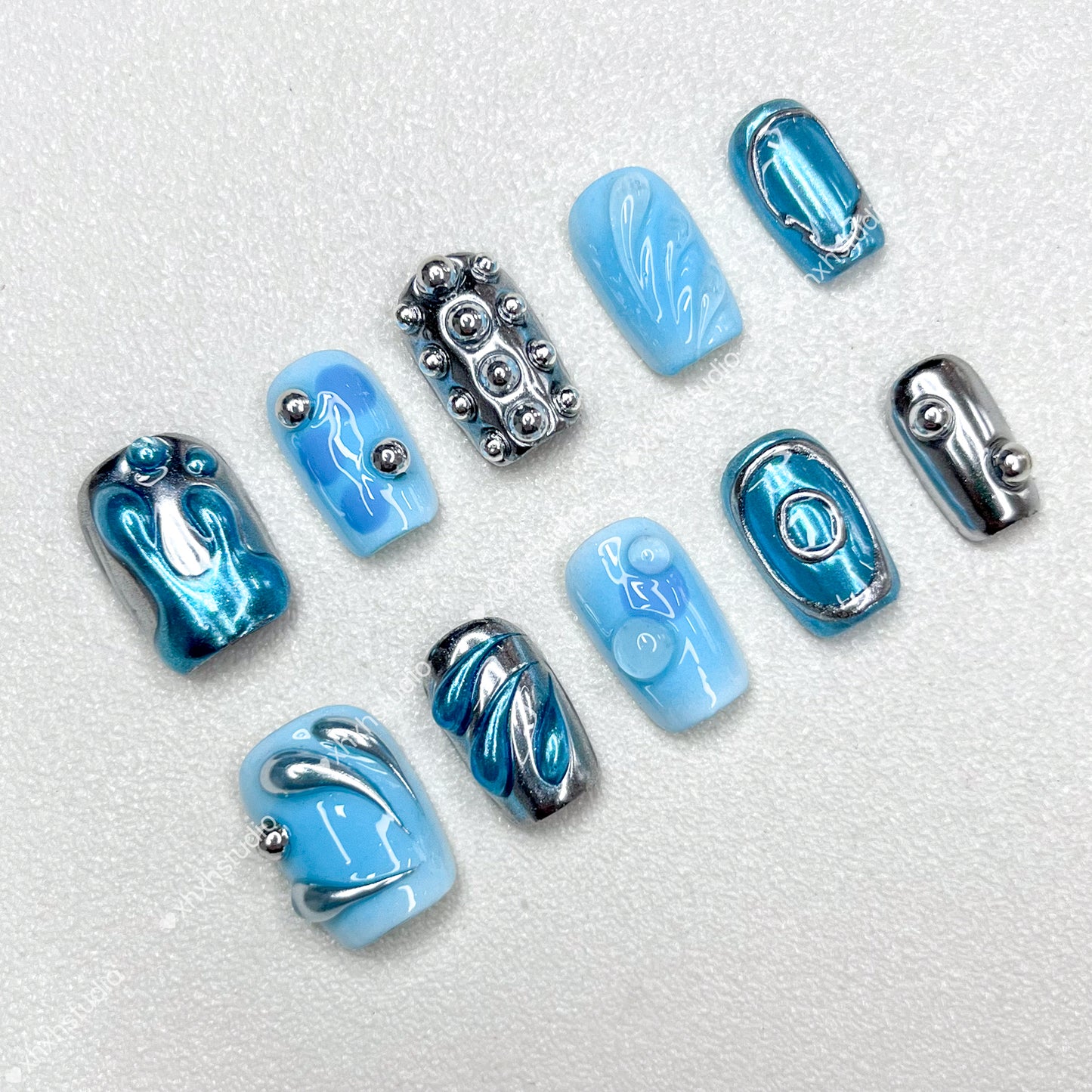 Fantasy Blue - silver Rhyme Nail Art