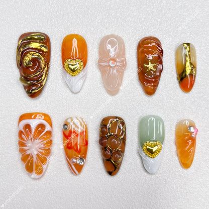 Golden - rhyme Warm Color Nail Art
