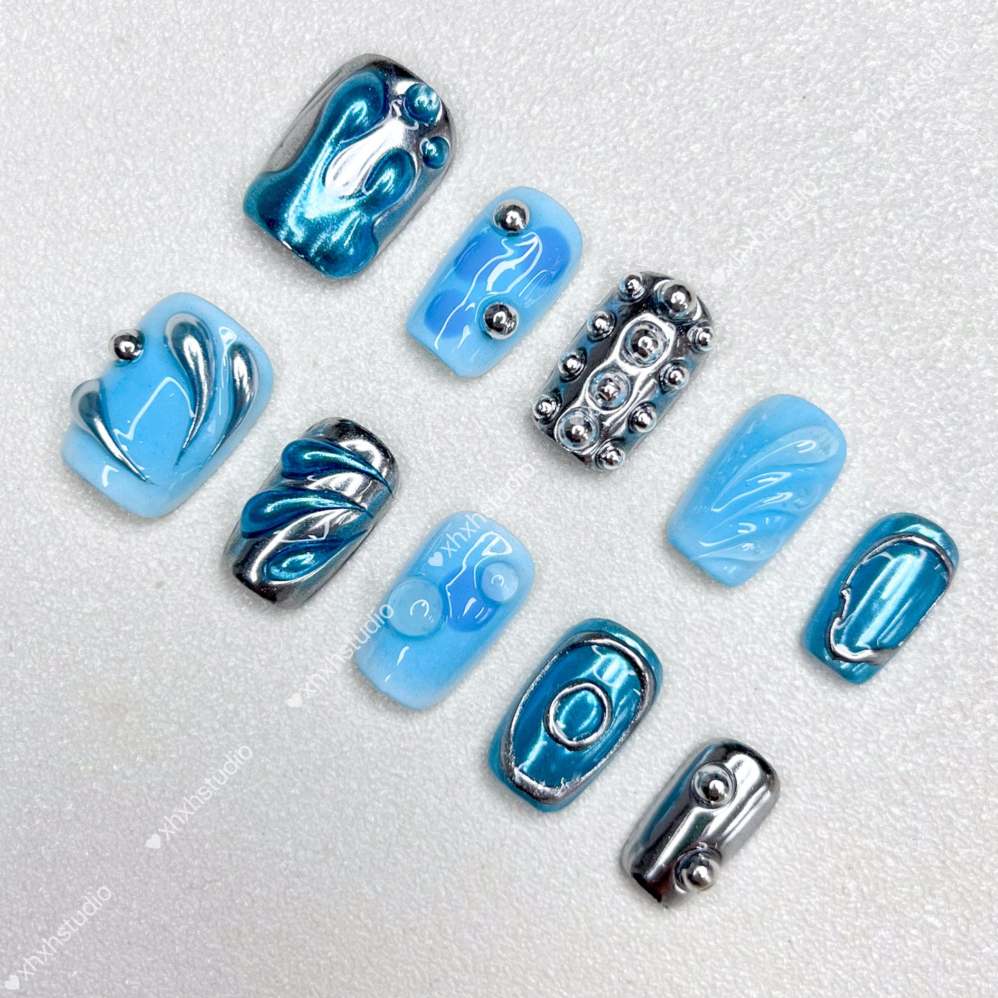 Fantasy Blue - silver Rhyme Nail Art