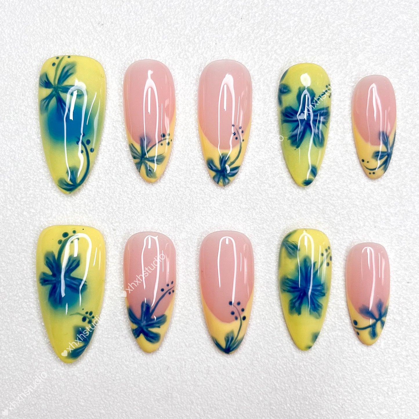 Flower - like Pink - yellow Nail Art