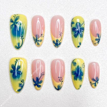 Flower - like Pink - yellow Nail Art