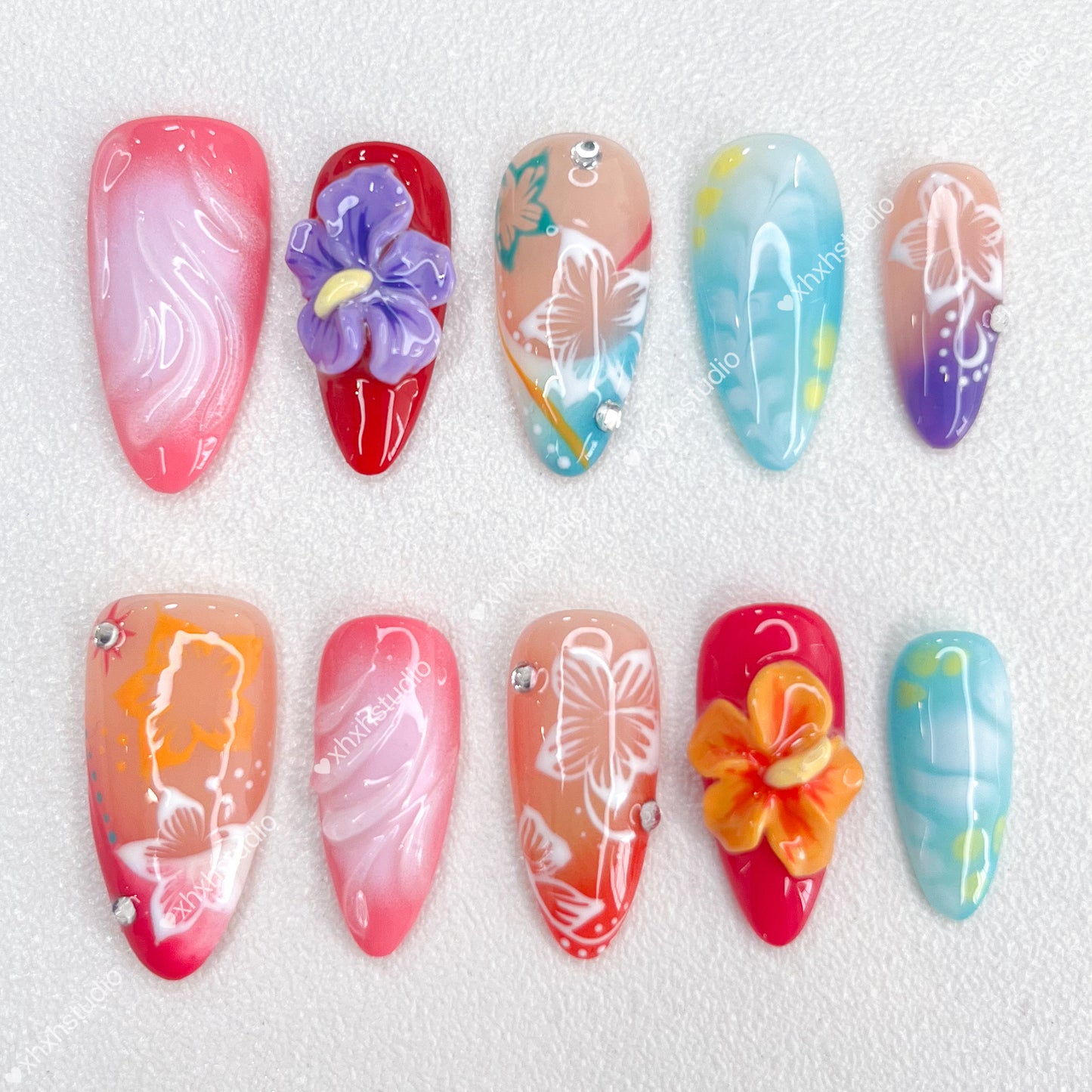 Fantasy Color Floral Nail Art