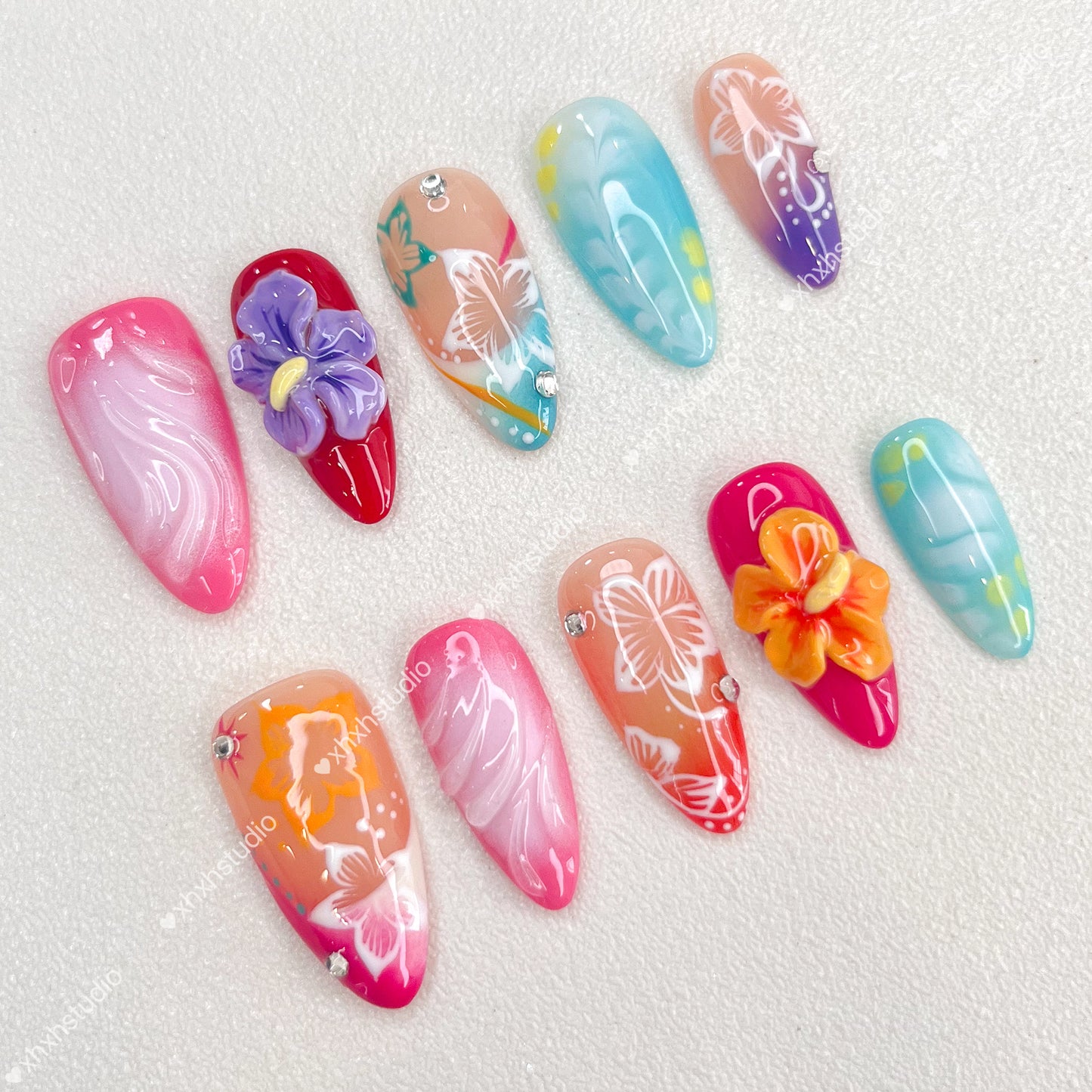 Fantasy Color Floral Nail Art