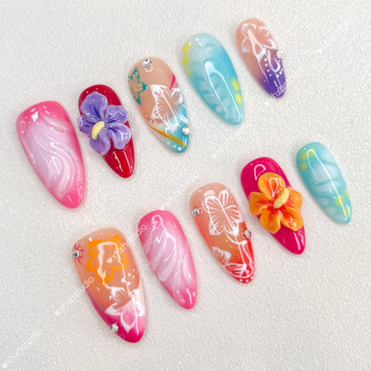 Fantasy Color Floral Nail Art