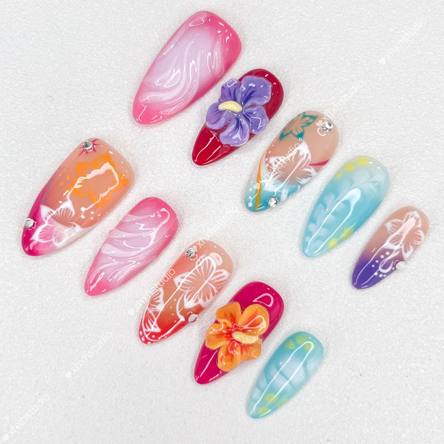 Fantasy Color Floral Nail Art