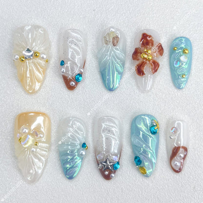 Glazed Color Marine Rhythm Nail Art