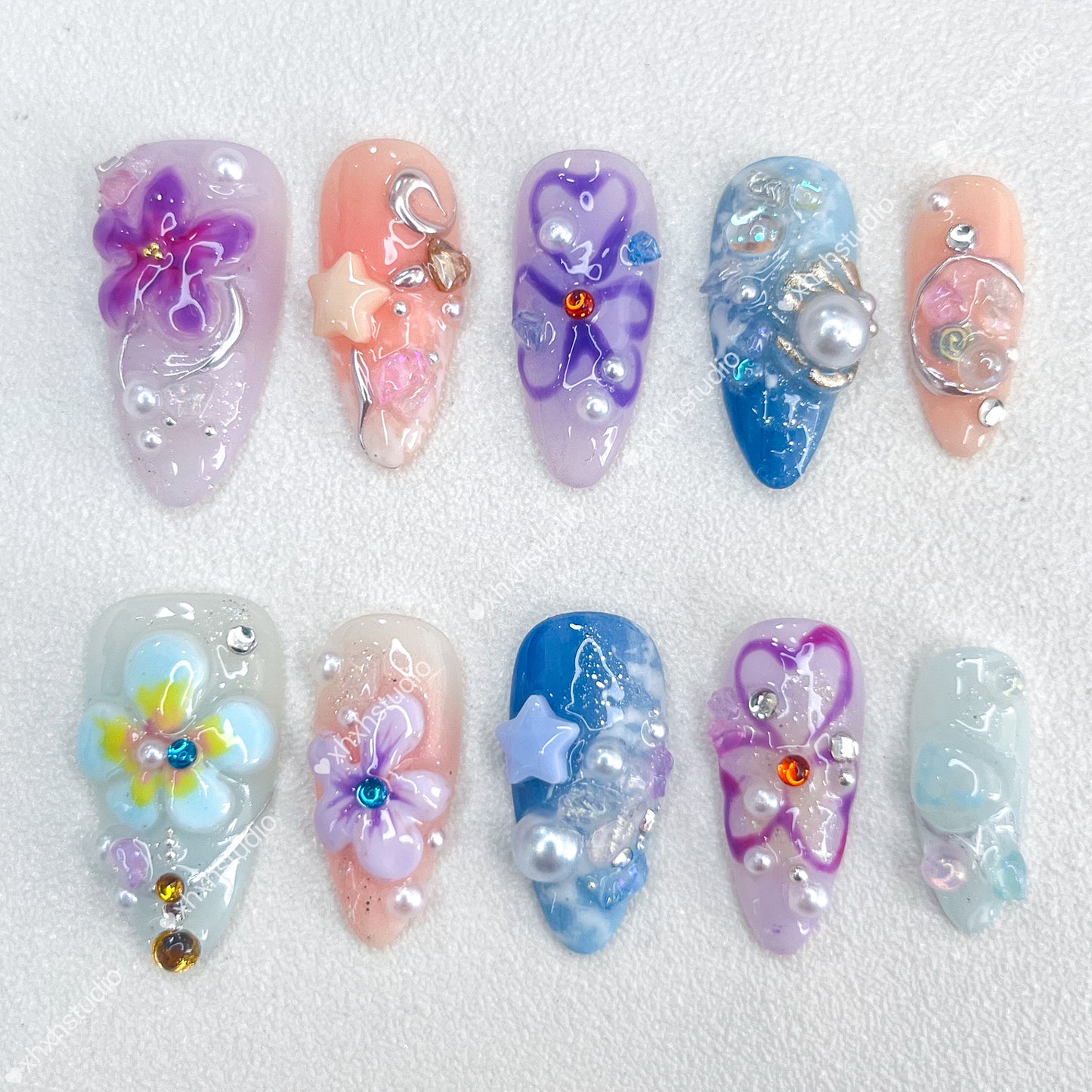 Fantasy Color Star - flower Nail Art