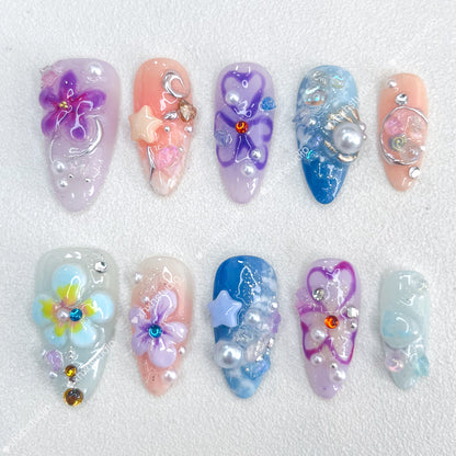 Fantasy Color Star - flower Nail Art
