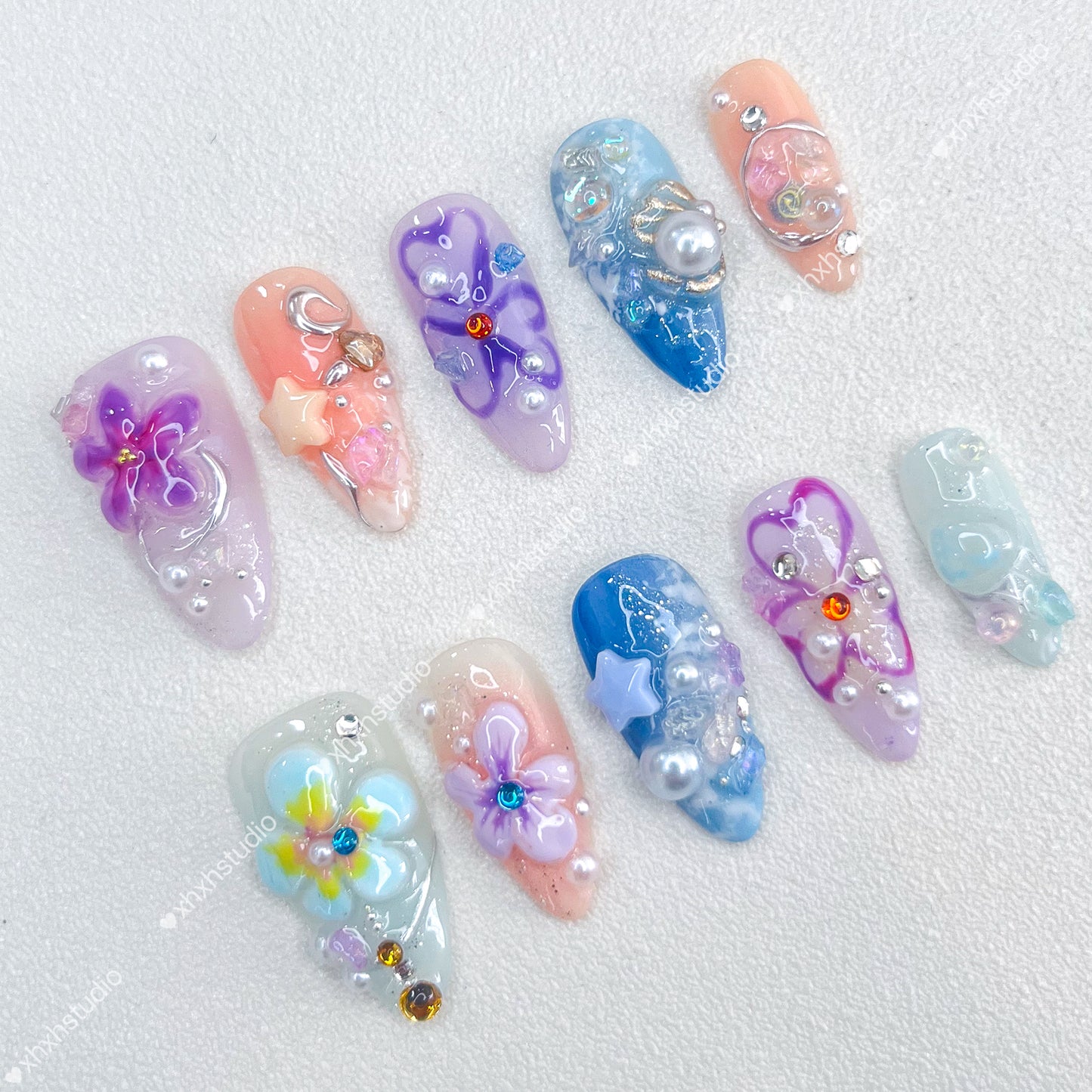 Fantasy Color Star - flower Nail Art