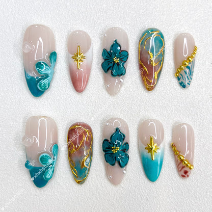 Star - flower Fantasy Color Nail Art